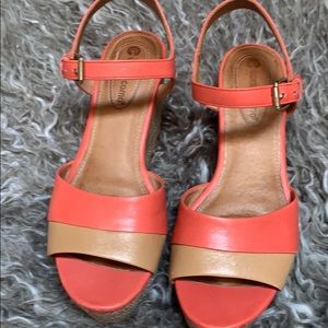 Corso Cosmo Coral Tan Wedge Sandals